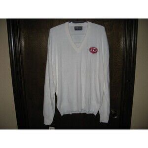 Vintage Mens McBriar American Knitwear White STP Sweater NWT Sz XL Made In USA